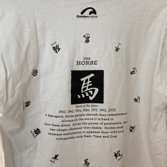 Vintage 90’s Year of the Horse Hong Kong Tee Shirt. Chinese Zodiac  Size Adult M - Picture 4 of 5